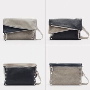 Hammitt Dillon Black Pewter Reversible 3 Way Clutch Crossbody Leather NEW $495
